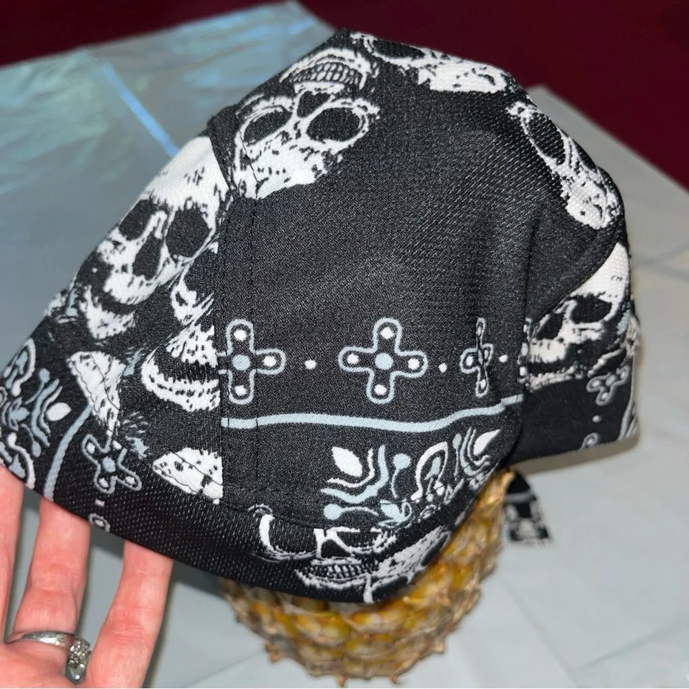 NEW Black white SKULL BIKER DOO Rag Cap Flydanna Durag Headwrap Bandanna Warrior - Picture 6 of 10